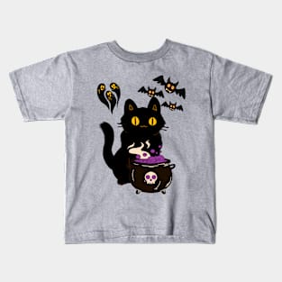 Happy Halloween Cute Black Cat Kids T-Shirt